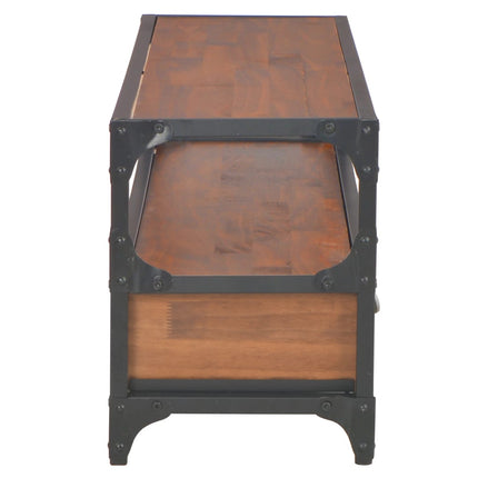 Mobile TV con 2 Cassetti 120x30x40cm in Legno Massello di Pino