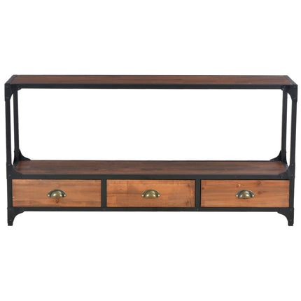 Mobile TV con 3 Cassetti 120x30x60 cm in Legno Massello di Pino