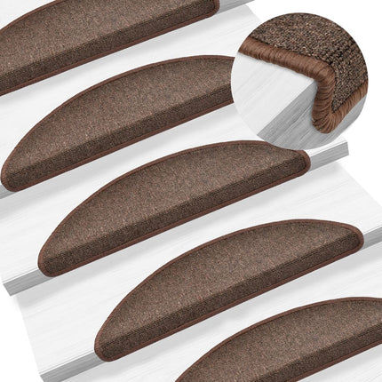 Tappetini per Scale 15 pz Marrone CaffÃ¨ 56x17x3 cm