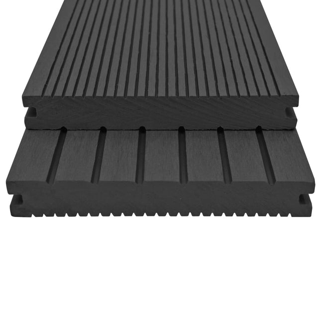 Pavimento per Esterni in WPC Pieno Accessori 16 m² 2,2 m Nero