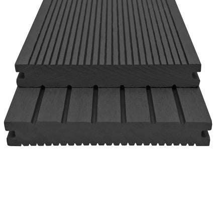 Pavimento per Esterni in WPC Pieno Accessori 26 m² 2,2 m Nero