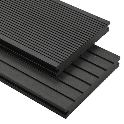 Pavimento per Esterni in WPC Pieno Accessori 30 mÂ² 2,2 m Nero
