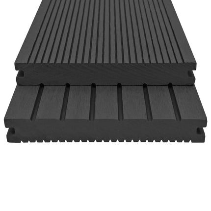 Pavimento per Esterni in WPC Pieno Accessori 30 mÂ² 2,2 m Nero