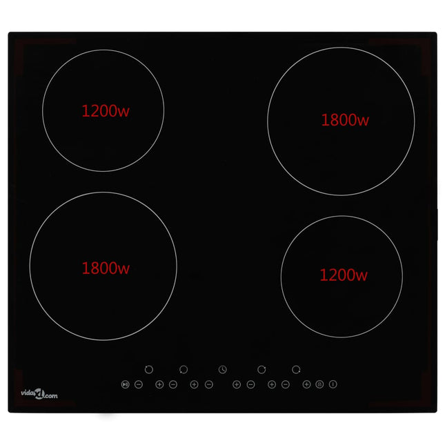 Piano Cottura in Ceramica con 4 Zone e Controlli Touch 6000 W