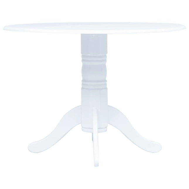 Tavolo da Pranzo Bianco 106 cm in Legno Massello di Hevea