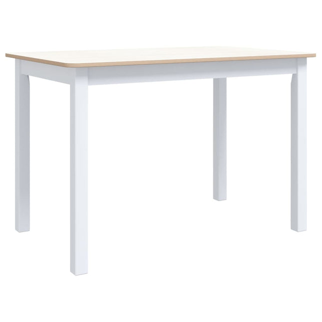 Tavolo da Pranzo Bianco e Marrone 114x71x75cm Massello di Hevea