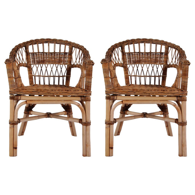 Sedie da Esterno 2 pz in Rattan Naturale Marrone
