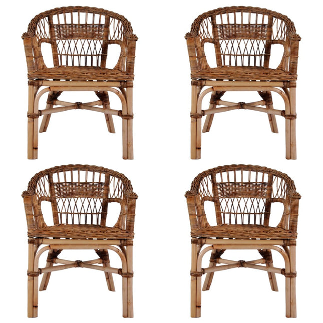 Sedie da Esterno 4 pz in Rattan Naturale Marrone