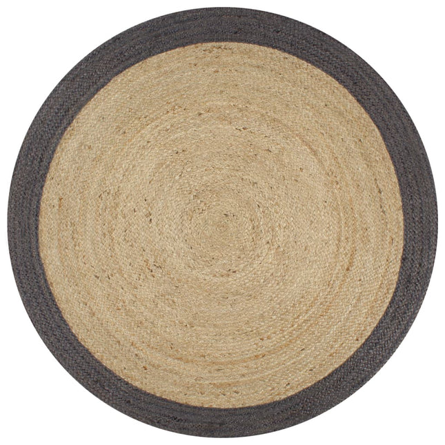 Tappeto Lavorato a Mano in Juta con Bordo Grigio Scuro 150 cm