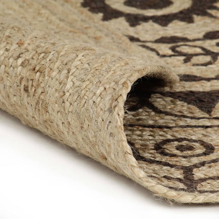 Tappeto Lavorato a Mano in Juta con Stampa Marrone Scuro 150 cm