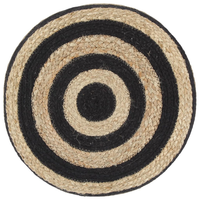 Pouf Lavorato a Mano Nero 40x45 cm in Juta