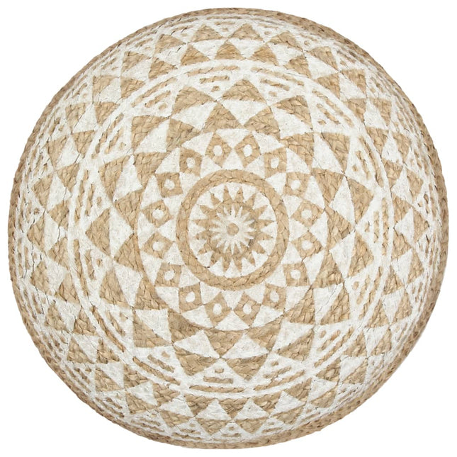 Pouf Lavorato a Mano Bianco 45x30 cm in Juta