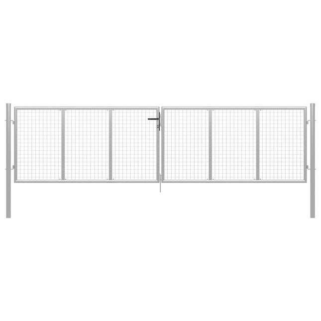 Cancello per Giardino in Acciaio Zincato 415x150cm Argento