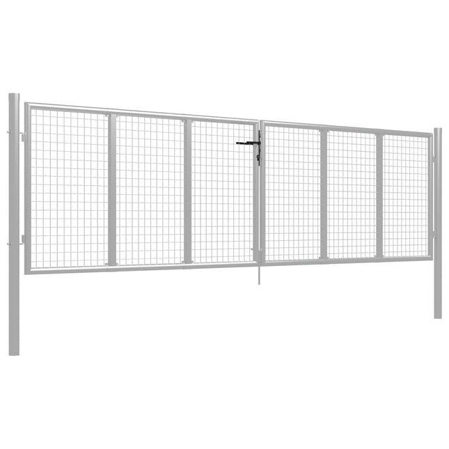 Cancello per Giardino in Acciaio Zincato 415x150cm Argento
