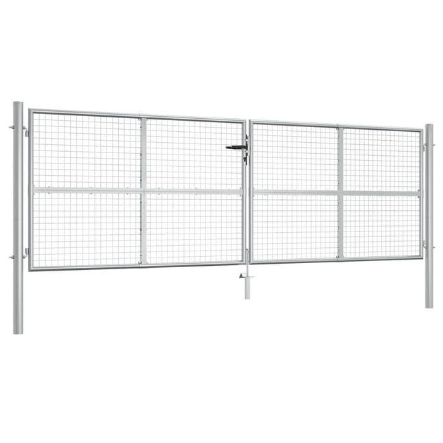 Cancello per Giardino in Acciaio Zincato 415x175cm Argento