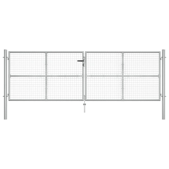 Cancello per Giardino in Acciaio Zincato 415x175cm Argento