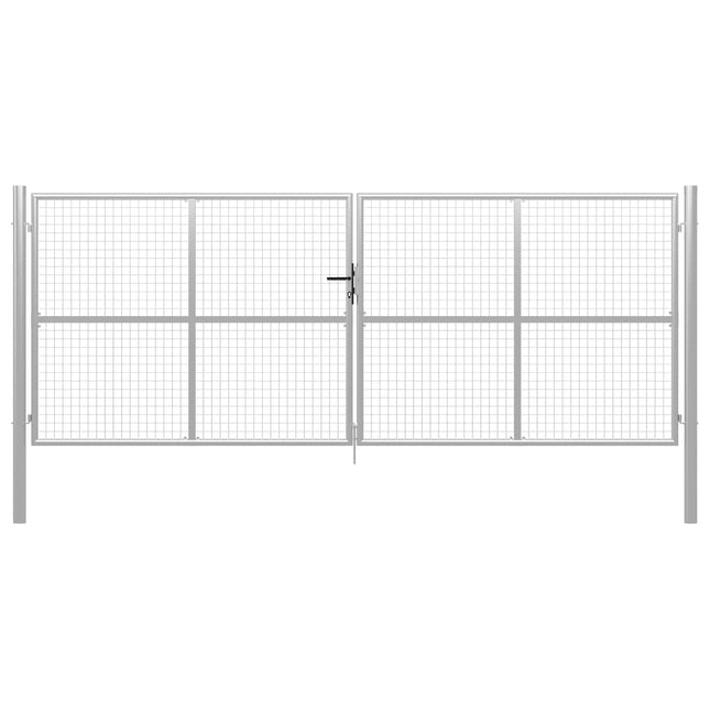 Cancello per Giardino in Acciaio Zincato 415x200cm Argento