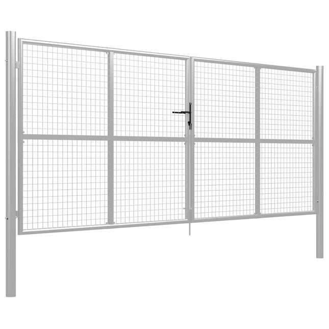 Cancello per Giardino in Acciaio Zincato 415x200cm Argento