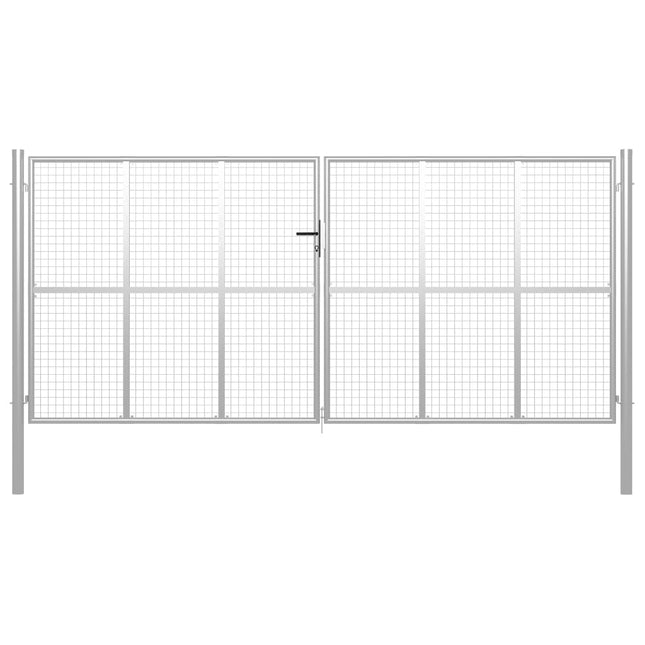 Cancello per Giardino in Acciaio Zincato 415x225 cm Argento