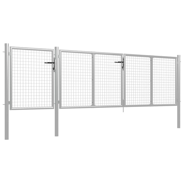 Cancello per Giardino in Acciaio 400x75 cm Argento