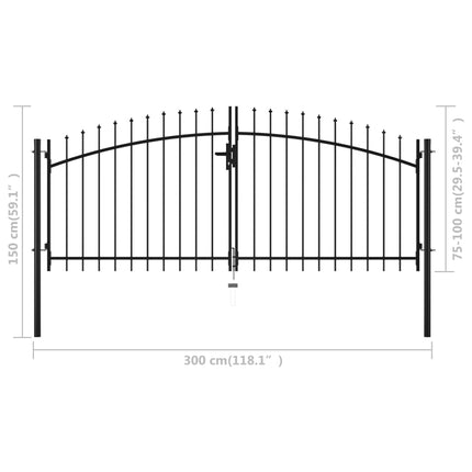 Cancello Doppio con Punte a Lancia 300x150 cm