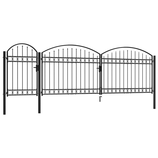 Cancello da Giardino ad Arco in Acciaio 1,75x5 m Nero