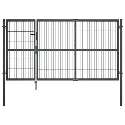 Cancello di Recinzione con Pali in Acciaio 350x140 cm Antracite