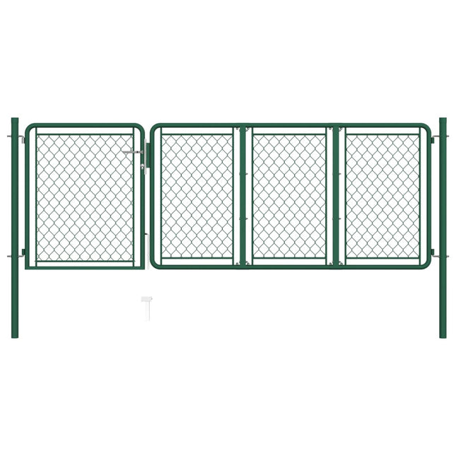 Cancello per Giardino in Acciaio 100x350 cm Verde