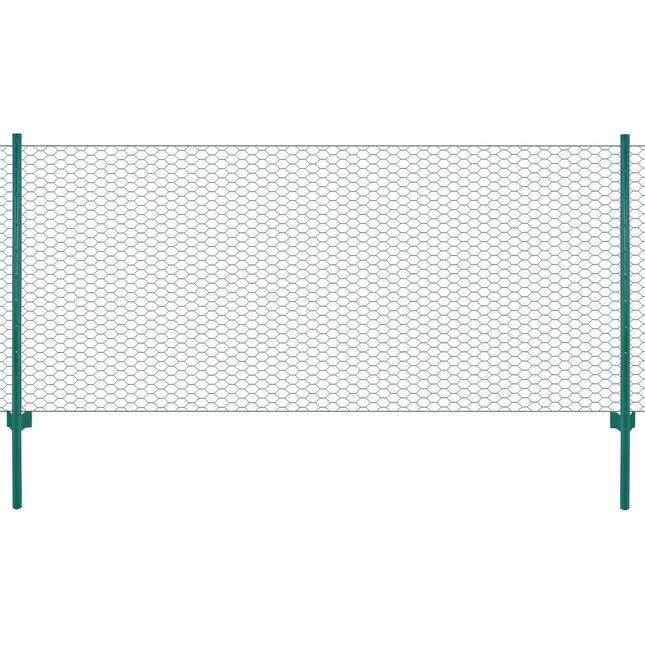 Rete per Recinzione con Pali in Acciaio 25x1 m Verde