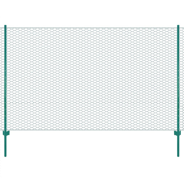 Rete per Recinzione con Pali in Acciaio 25x1,5 m Verde