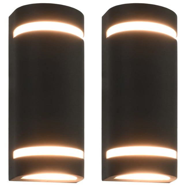 Lampade da Parete da Esterno 2 pz 35 W Nere Semicircolari