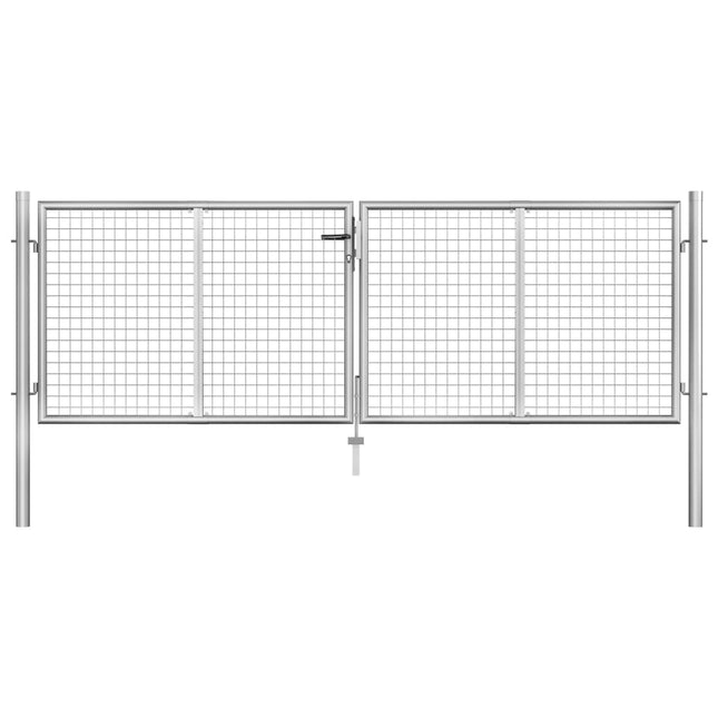 Cancello per Giardino in Acciaio Zincato 306x125 cm Argento