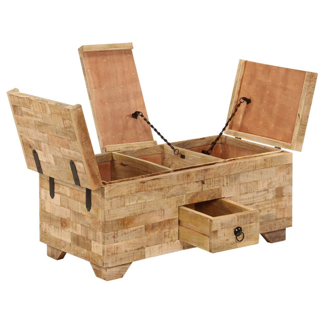Tavolino da Salotto in Legno Massello di Mango 80x40x35 cm