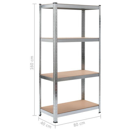 Scaffale Argento 80x40x160 cm Acciaio e MDF