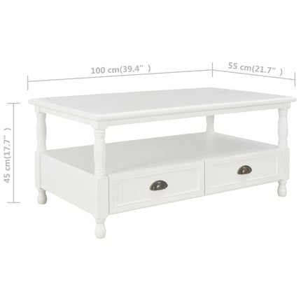 Tavolino da Salotto Bianco 100x55x45 cm in Legno