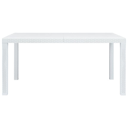 Tavolo da Giardino Bianco 150x90x72 cm in Plastica Stile Rattan