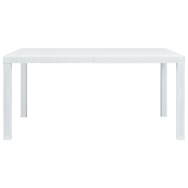 Tavolo da Giardino Bianco 150x90x72 cm in Plastica Stile Rattan