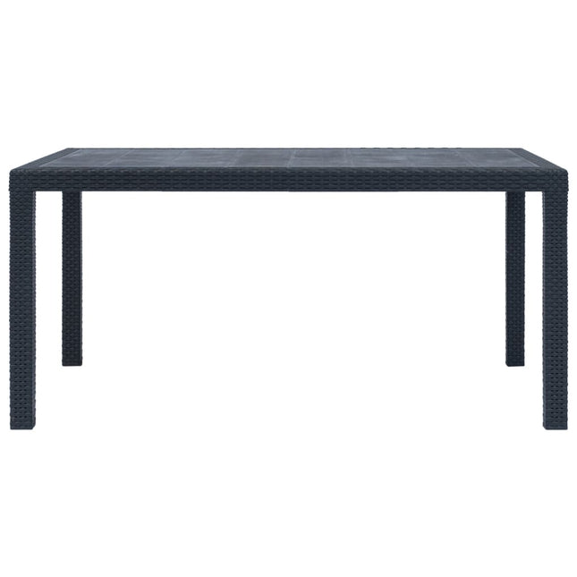 Tavolo da Giardino Antracite 150x90x72 cm Plastica Stile Rattan