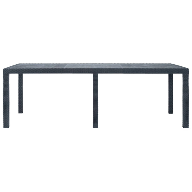 Tavolo da Giardino Antracite 220x90x72 cm Plastica Stile Rattan