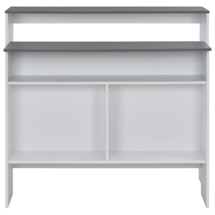 Tavolo Bar con 2 Piani d'Appoggio Bianco e Grigio 130x40x120cm