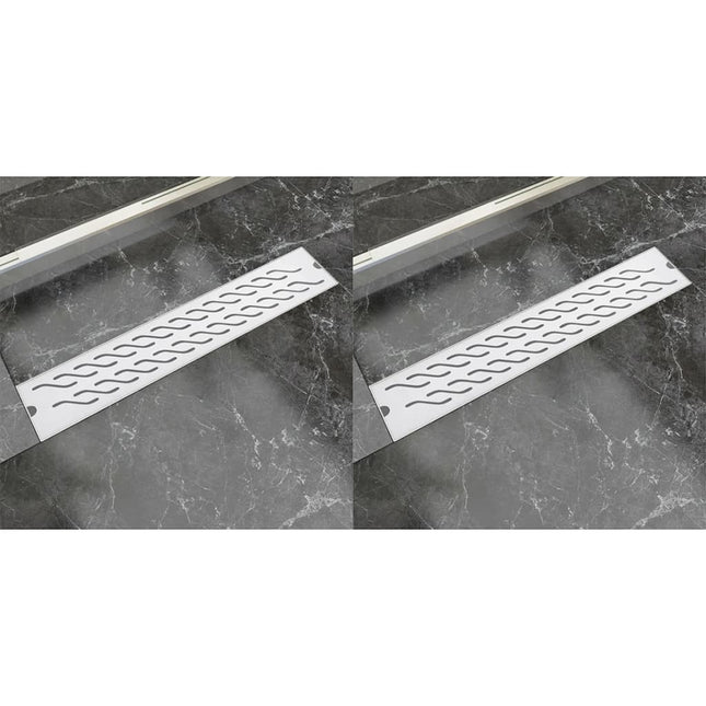 Scarichi Doccia Lineari 2pz Design Onde 630x140 mm Acciaio Inox