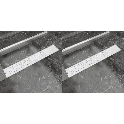 Scarico Doccia Lineare 2 pz Design Bolle 730x140mm Acciaio Inox
