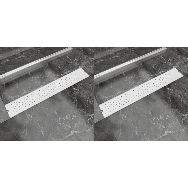 Scarico Doccia Lineare 2 pz Design Bolle 730x140mm Acciaio Inox