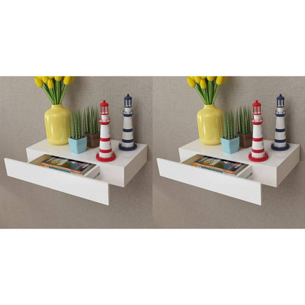 Mensole con Cassetti 2 pz Bianco 48 cm