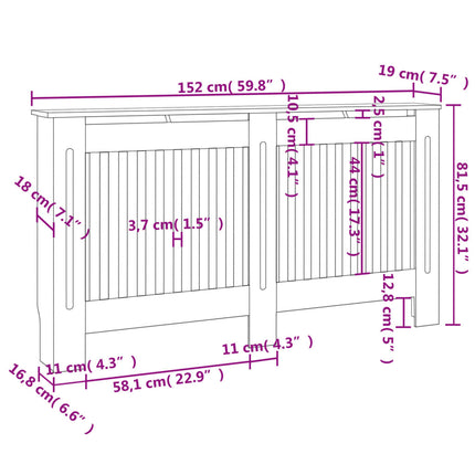 Copritermosifoni 2 pz in MDF 152 cm Bianchi