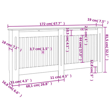 Copritermosifoni 2 pz in MDF 172 cm Bianchi
