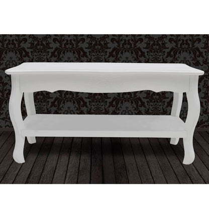 Tavolino da Salotto con 2 Ripiani in MDF Bianco