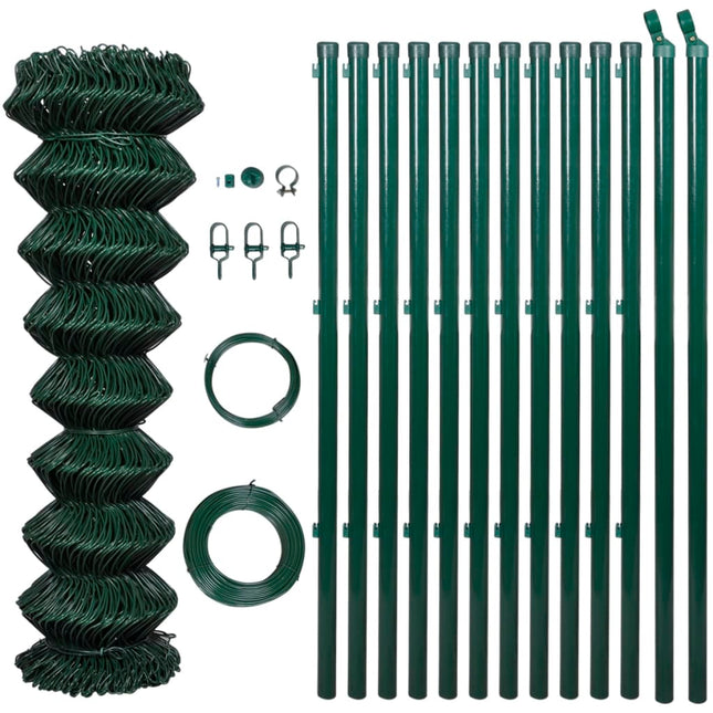 Recinzione in Rete con Pali in Acciaio 1x25 m Verde