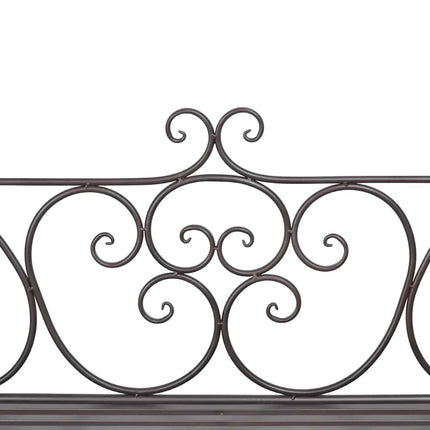 Panchina da Giardino 132 cm in Acciaio Stile Anticato Marrone