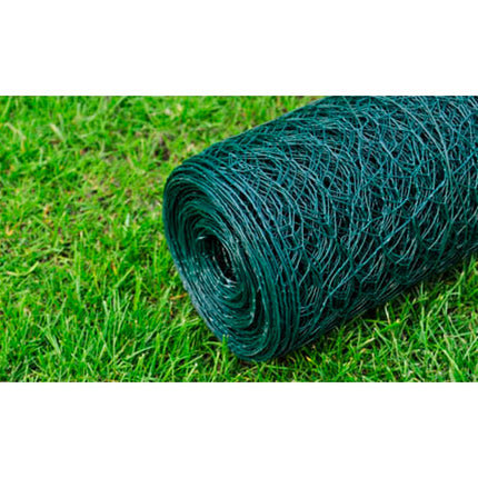 Recinzione in Rete per Pollaio Rivestita in PVC 25x0,5 m Verde